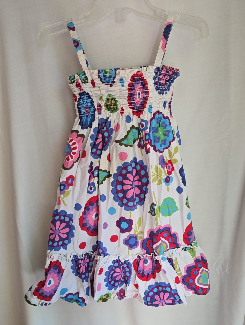 Hanna Andersson White Sundress with Multicolor Floral Medallions